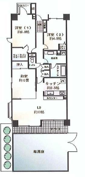 Floor plan. 3LDK, Price 49,800,000 yen, Occupied area 77.76 sq m , Balcony area 2.8 sq m
