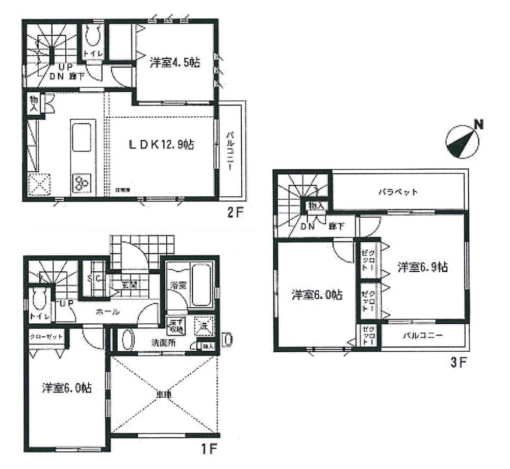Floor plan. 54,800,000 yen, 4LDK, Land area 63.5 sq m , Building area 104.14 sq m