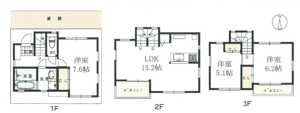 Floor plan. 33,800,000 yen, 3LDK, Land area 50.23 sq m , Building area 80.32 sq m