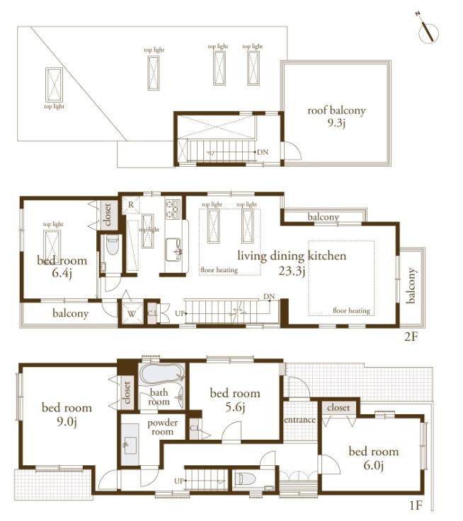 Floor plan. (D Building), Price 95,800,000 yen, 4LDK, Land area 120.33 sq m , Building area 119.03 sq m