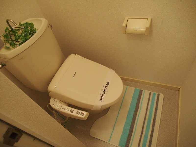 Toilet. It is a toilet with a warm water washing toilet seat