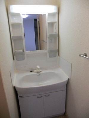 Washroom. Independent wash basin dressed up even to pat determined