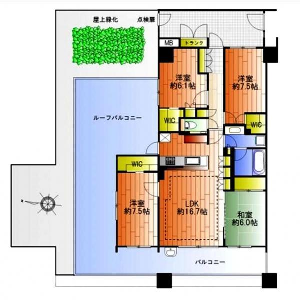 Floor plan. 4LDK, Price 96,800,000 yen, Occupied area 98.14 sq m , Balcony area 57.63 sq m