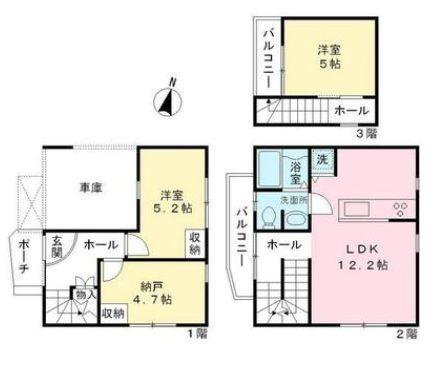 Floor plan. 46,800,000 yen, 2LDK, Land area 52.76 sq m , Building area 66.57 sq m