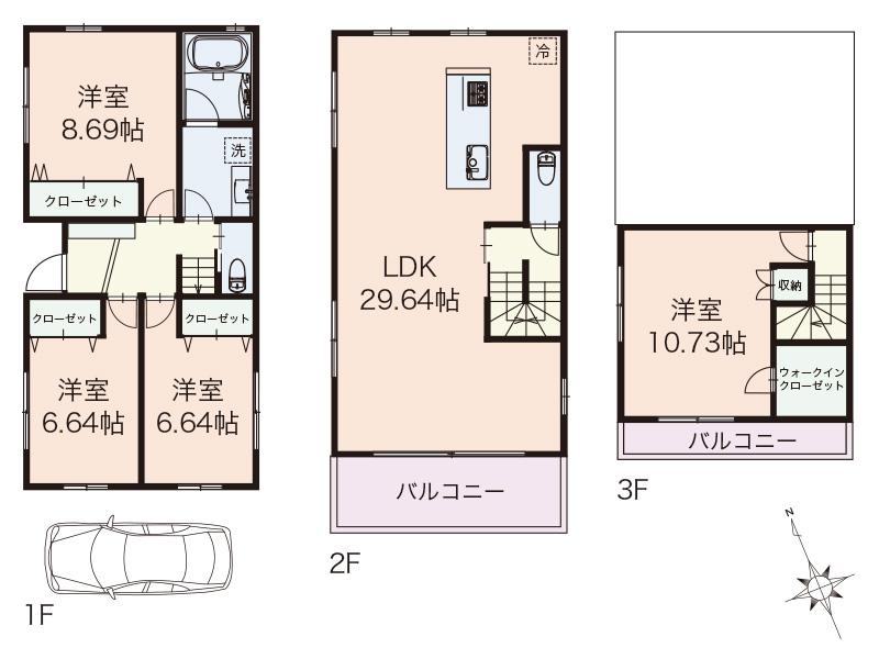 Compartment view + building plan example. Building plan example (A) 4LDK, Land price 91,800,000 yen, Land area 100.17 sq m , Building price 25 million yen, Building area 137.45 sq m