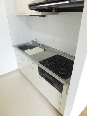 Kitchen. Cooking with a 3-burner stove is also enhanced