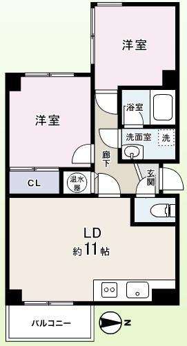 Floor plan. 2LDK, Price 28,900,000 yen, Occupied area 46.52 sq m , Balcony area 3.18 sq m