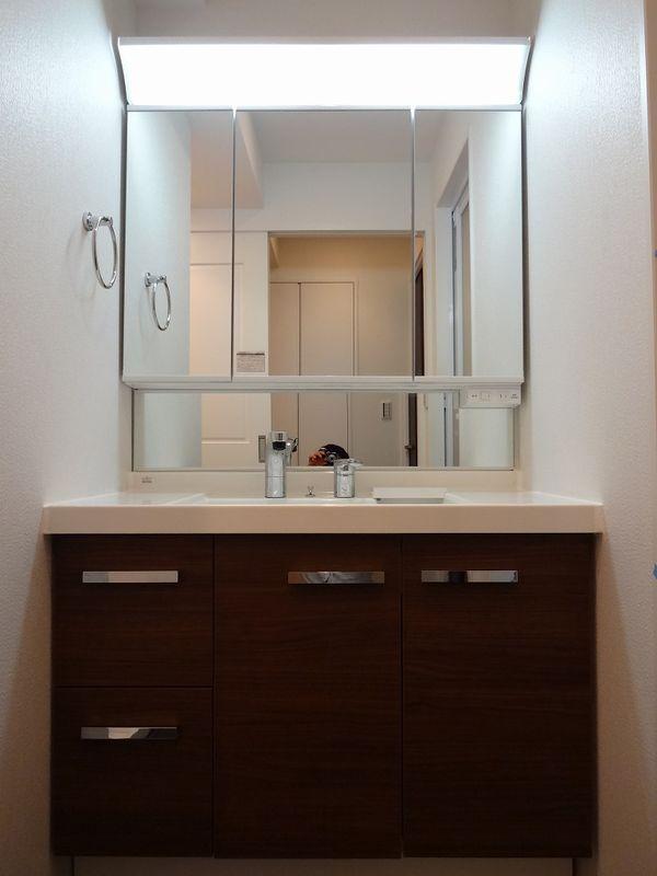 Wash basin, toilet. Bathroom vanity