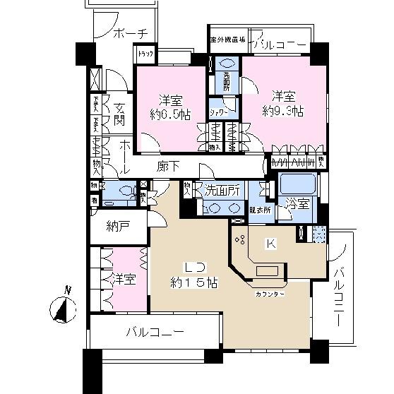 Floor plan. 3LDK + S (storeroom), Price 69,800,000 yen, Footprint 107.94 sq m , Balcony area 20.14 sq m