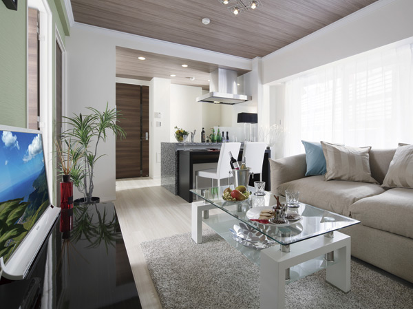 Living.  [living ・ dining] Two-plane opening, Full of light and airy living room ・ dining. (Photo of the following publication model Room A1 type ※ Some, including the paid option)