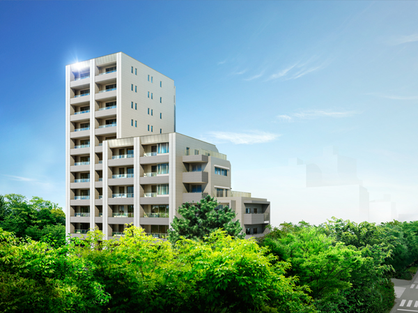 Buildings and facilities. Gorgeous city and nature in harmony "Futakotamagawa", A hill to the green and the water of the Kokubunji cliff line in hand "Seta". Welcome Garden with an emphasis on harmony with the green road and lush Seta streets nestling in the land, Luxurious double entrance to selectively use the approach to the "Futakotamagawa Station", "Yoga Station" freely, Appearance of sparkle is drawn the white of sophistication as a keynote for talks about the shine that live on a hill in a symbolic. Each other sound is Years, which has carved in a fresh sensibility, It will be born as a hill of masterpiece. (Exterior view)