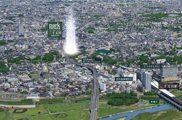 Local peripheral Aerial photo (September 2013 shooting). Green is spread in the immediate vicinity of the ridge line Kokubunji. ※ It has been subjected to some CG processing, In fact a slightly different