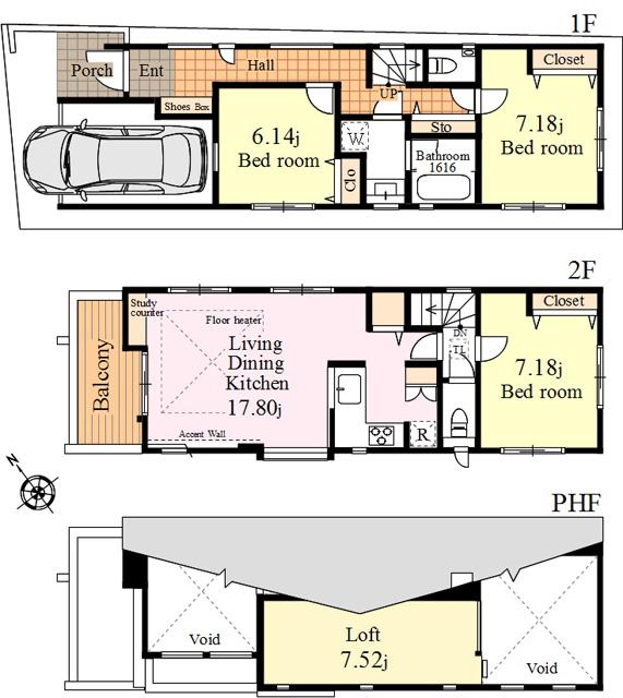 Floor plan. 76,800,000 yen, 3LDK, Land area 81.29 sq m , Building area 97.3 sq m