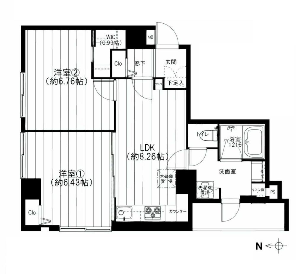 Floor plan. 2LDK, Price 25,900,000 yen, Occupied area 53.31 sq m , Balcony area 3.03 sq m