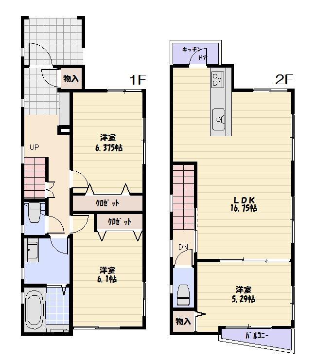 Floor plan. (B Building), Price 59,400,000 yen, 3LDK, Land area 82.66 sq m , Building area 82.58 sq m