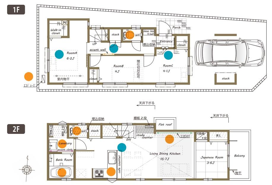 Floor plan. (Building 2), Price 69,800,000 yen, 2LDK+2S, Land area 79.11 sq m , Building area 106.36 sq m