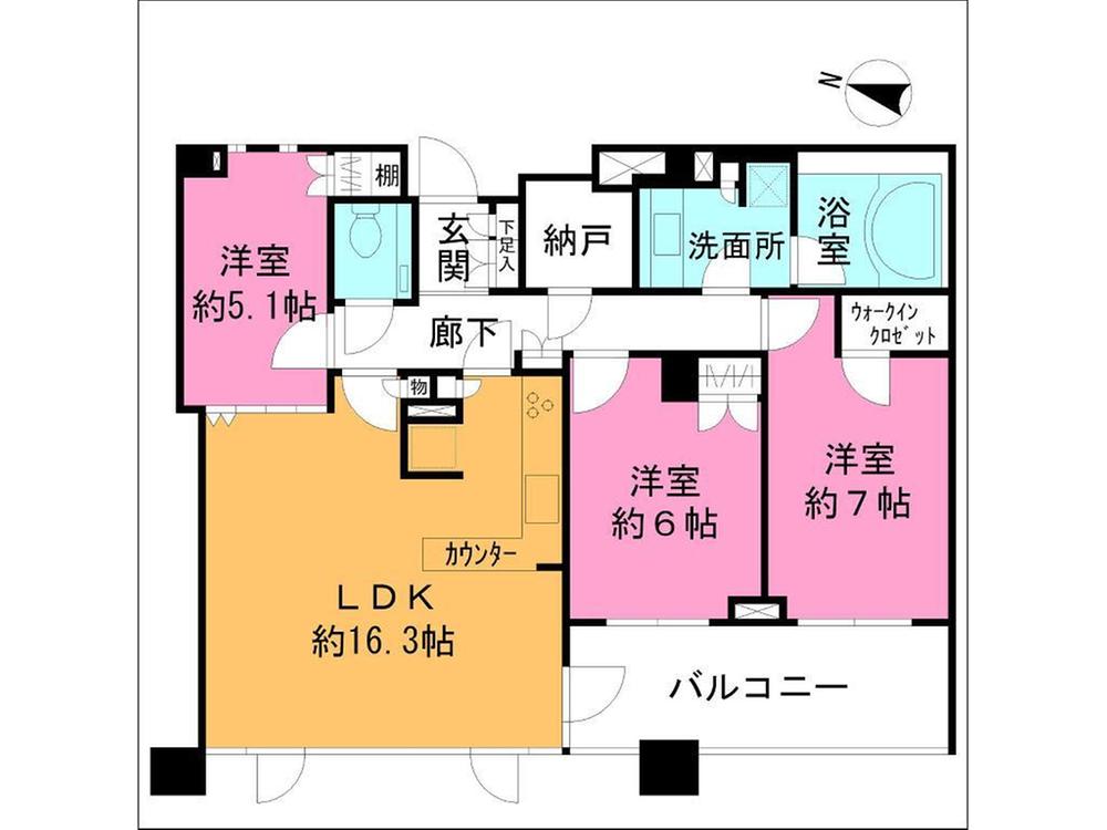 Floor plan. 3LDK, Price 59,800,000 yen, Occupied area 81.21 sq m , Balcony area 10.8 sq m