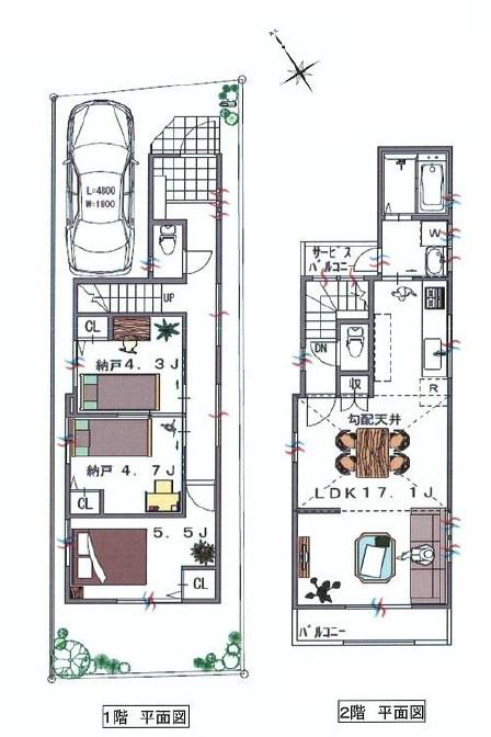 Floor plan. (B Building), Price 49,800,000 yen, 3LDK, Land area 80.32 sq m , Building area 80.3 sq m