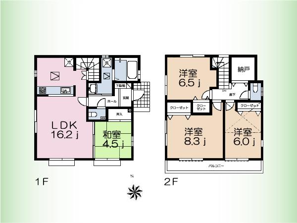 Floor plan. 68,800,000 yen, 4LDK, Land area 100 sq m , Building area 99.36 sq m floor plan