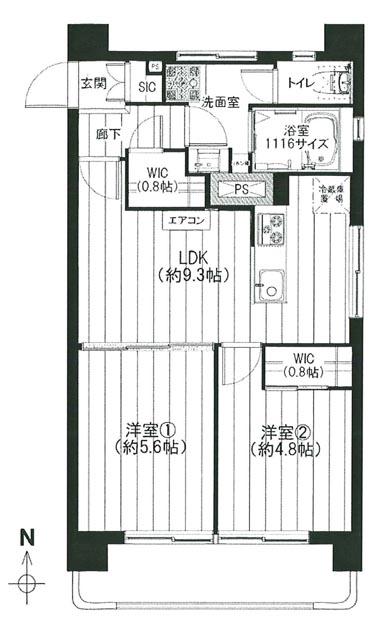 Floor plan. 2LDK, Price 22,900,000 yen, Footprint 47.7 sq m , Balcony area 4.7 sq m