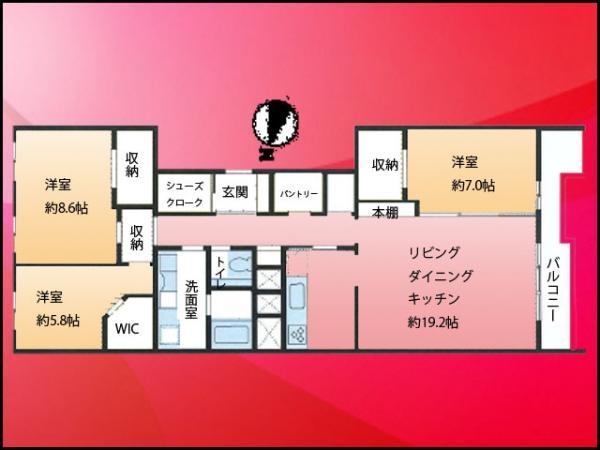 Floor plan. 3LDK, Price 39,800,000 yen, Footprint 107.59 sq m , Balcony area 10.85 sq m