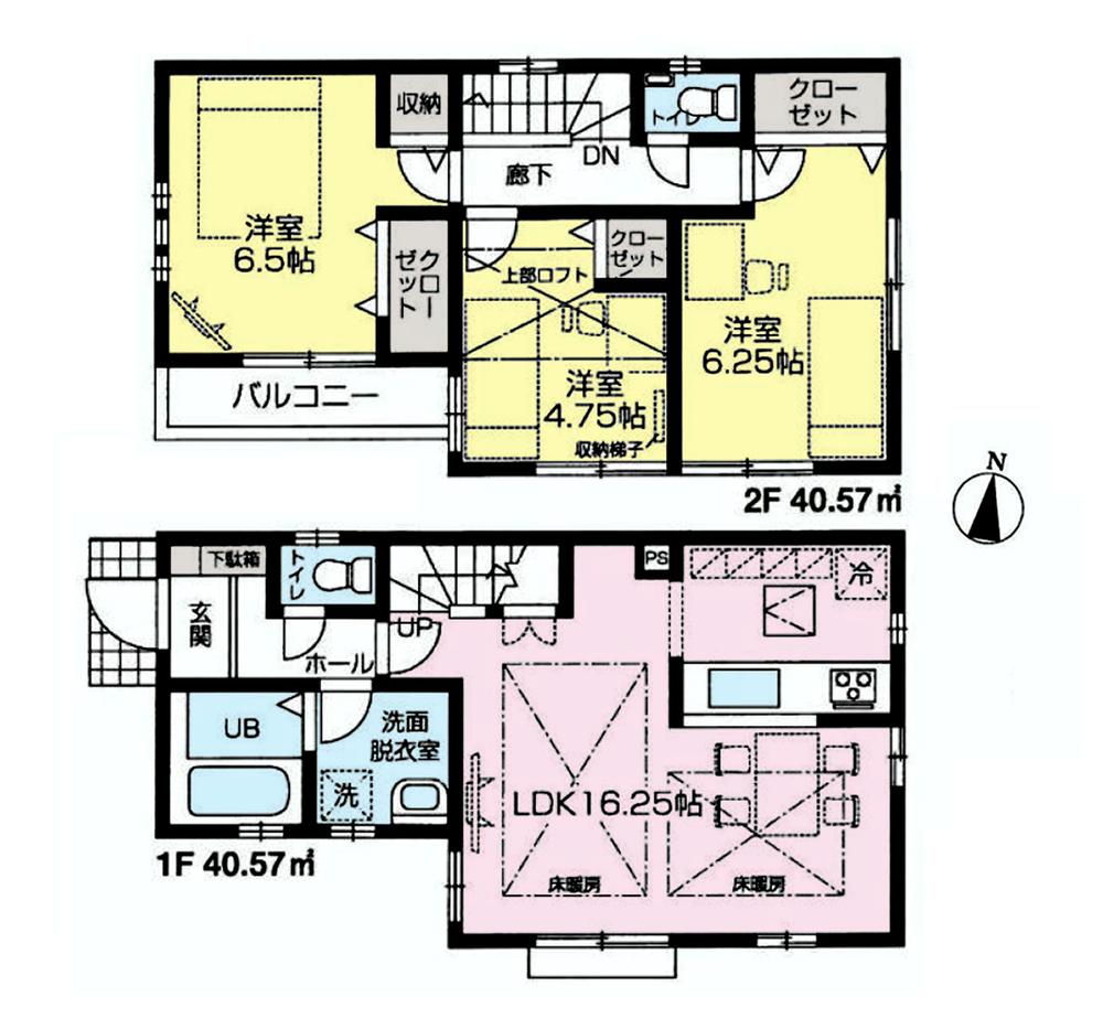 Floor plan. 61,800,000 yen, 3LDK, Land area 82.24 sq m , Building area 81.14 sq m