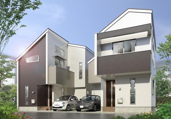 Rendering (appearance). Exterior view (B Building on the right)