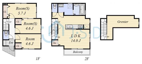 Floor plan. 46,800,000 yen, 1LDK, Land area 70.61 sq m , Building area 70.32 sq m