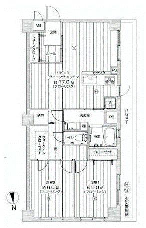 Floor plan. 2LDK, Price 25,990,000 yen, Footprint 66 sq m , Balcony area 8.4 sq m