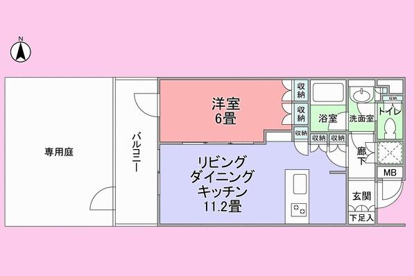 Floor plan. 1LDK, Price 27,800,000 yen, Footprint 40.7 sq m , Balcony area 7.5 sq m