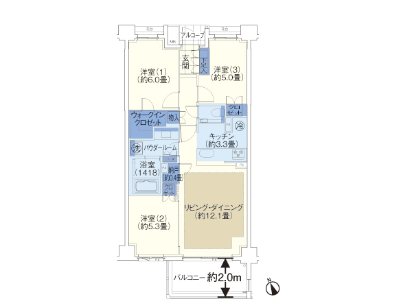  [The ・ Brights] B-D2 type ・ 3LDK + 2 walk-in closet + closet occupied area / 73.48 sq m balcony area / 8.36 sq m alcove area / 1.50 sq m
