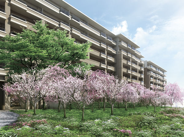 Shared facilities.  [Theme garden that connects the nature of the bonds and human] Rather than simply compete for the abundance of green, We create five theme gardens with different facial expressions and role. Was taking advantage of the existing trees and the stone was placed to "Vintage Garden" the beginning health instrument "Square Garden", To observe the natural "healing garden", It becomes place of recreation and relaxation "Community Garden", "Seasons Garden". The aim was for the, It is the scenery which explore the four seasons were full of fun and new encounter and discovery. I hope that the mind cherishing both the flowers that decorate the four seasons foster deep ties. (Vintage Garden Rendering)