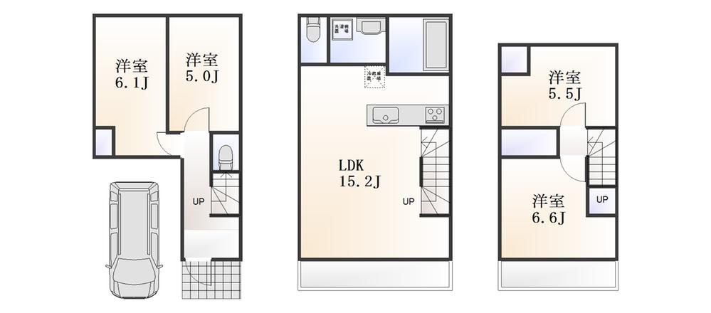Floor plan. (B), Price 58,500,000 yen, 4LDK, Land area 60.07 sq m , Building area 86.33 sq m