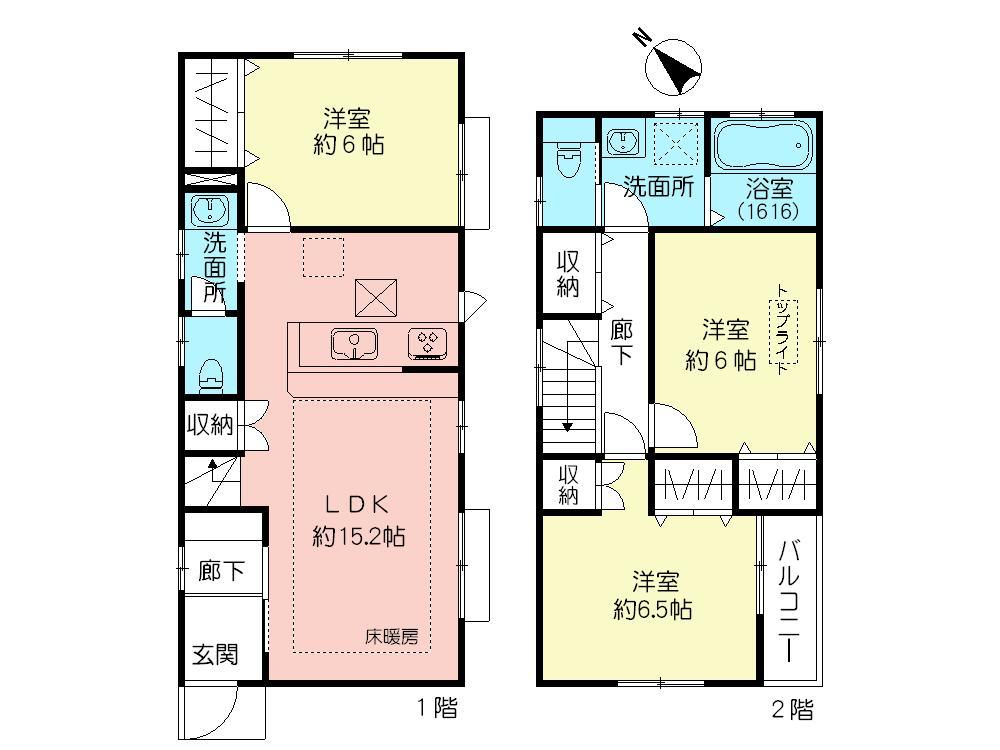 Floor plan. (3 Building), Price 58,800,000 yen, 3LDK, Land area 97.22 sq m , Building area 84.46 sq m