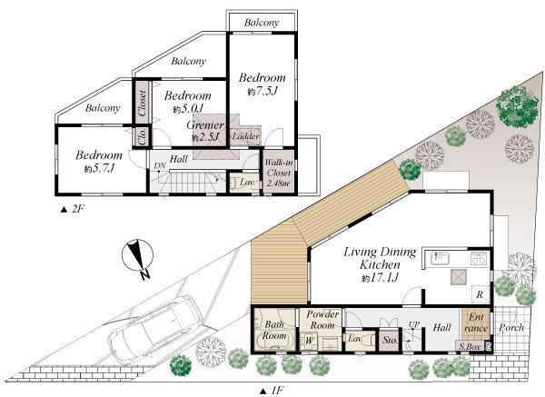 Floor plan. 68,800,000 yen, 3LDK, Land area 133.75 sq m , Building area 88.66 sq m