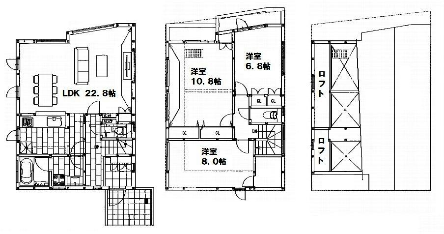 Floor plan. (B Building), Price 80,800,000 yen, 3LDK, Land area 142.17 sq m , Building area 111.56 sq m