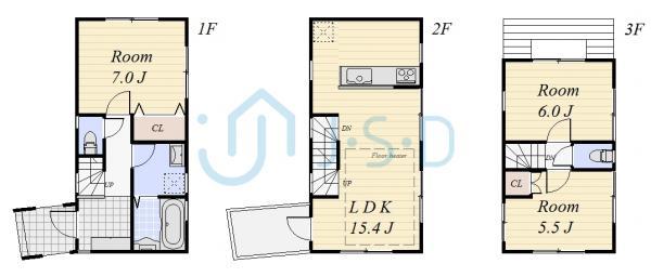 Floor plan. 44,800,000 yen, 2LDK+2S, Land area 66.77 sq m , Building area 80.72 sq m