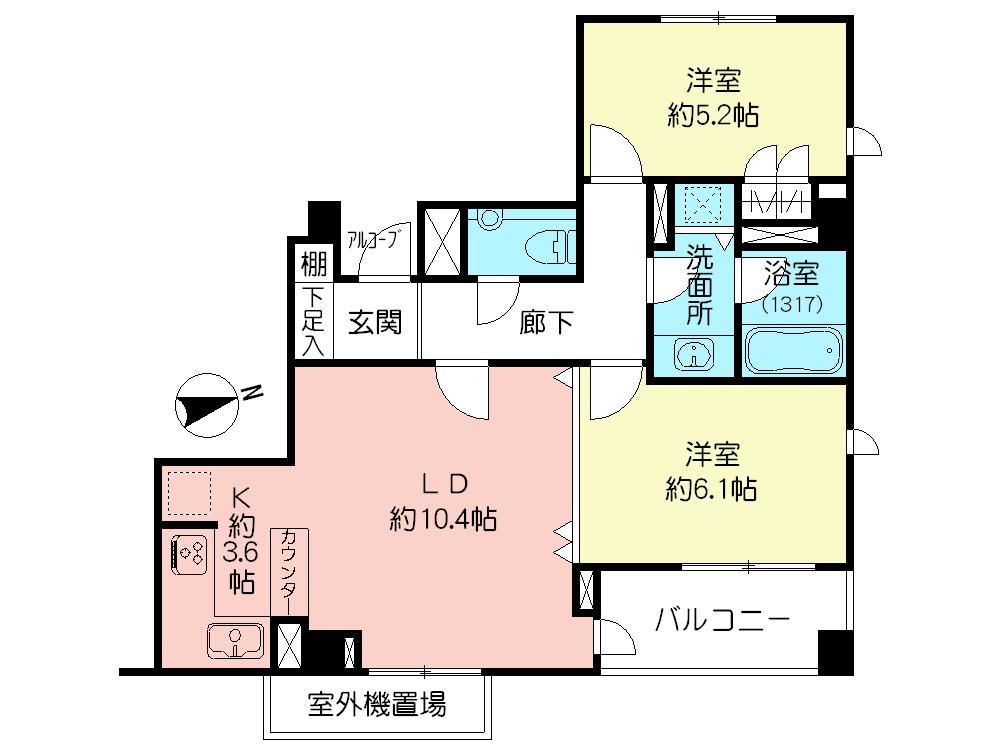 Floor plan. 2LDK, Price 48 million yen, Occupied area 59.18 sq m , Balcony area 5.07 sq m   ■ The top floor (the third floor) northeast corner room!  ⇒ day ・ Ventilation is good.