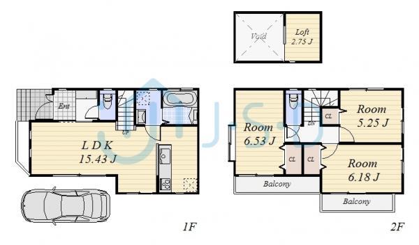 Floor plan. 66,800,000 yen, 3LDK, Land area 80.65 sq m , Building area 77.31 sq m