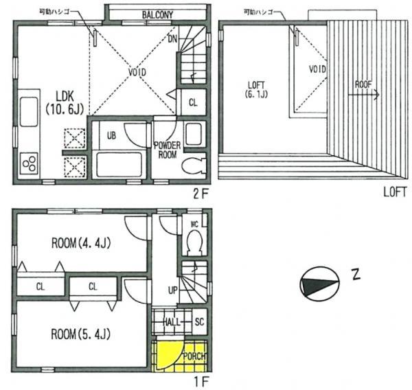Floor plan. 36 million yen, 2LDK, Land area 43.76 sq m , Building area 60.97 sq m