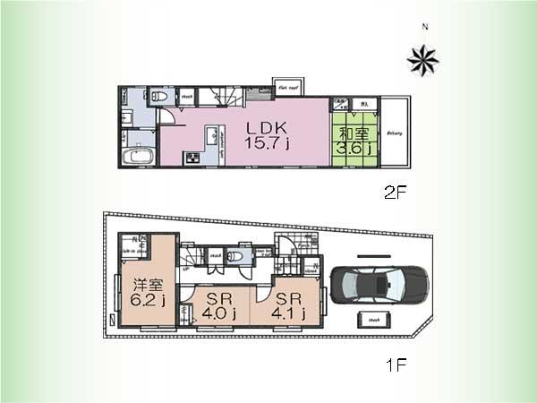 Floor plan. (Building 2), Price 69,800,000 yen, 2LDK+S, Land area 79.05 sq m , Building area 81.82 sq m