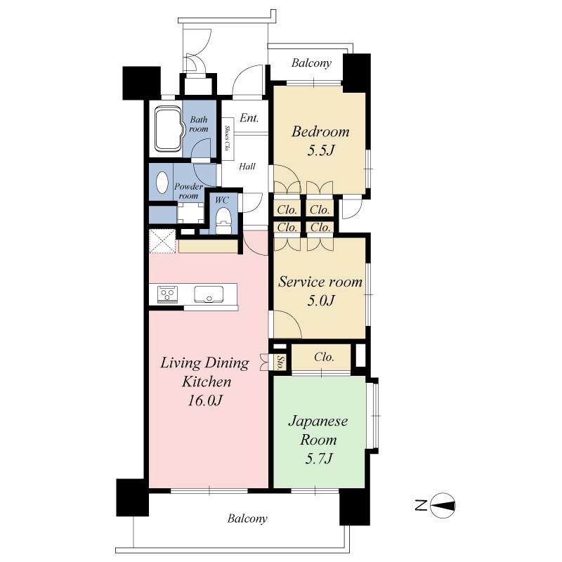 Floor plan. Bathroom Dryer / Corner dwelling unit / LDK15 tatami mats or more / Japanese-style room / Face-to-face kitchen / TV monitor interphone / BS ・ CS ・ CATV / Delivery Box