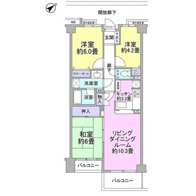 Floor plan. 3LDK is the type of floor plan.