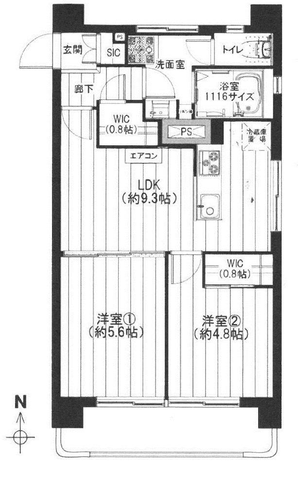 Floor plan. 2LDK, Price 22,900,000 yen, Footprint 47.7 sq m , Balcony area 4.7 sq m