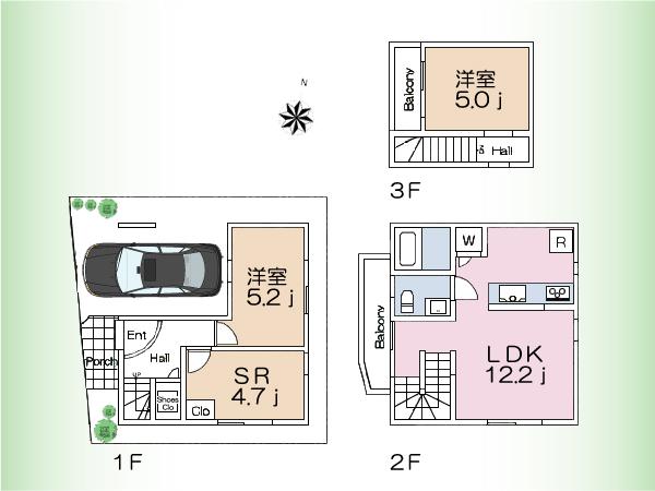 Floor plan. 46,800,000 yen, 3LDK, Land area 52.76 sq m , Building area 76.92 sq m floor plan