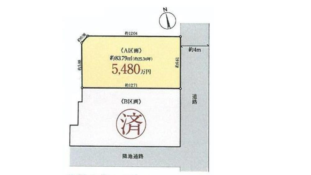 Compartment figure. Land price 54,800,000 yen, Land area 83.79 sq m