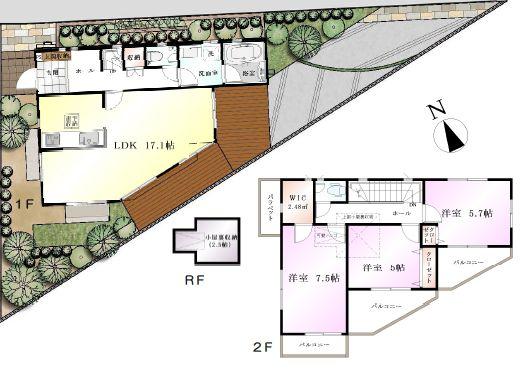 Floor plan. 68,800,000 yen, 3LDK, Land area 133.75 sq m , Building area 88.66 sq m