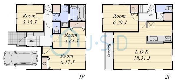 Floor plan. 63,800,000 yen, 2LDK+S, Land area 80.34 sq m , Building area 98.61 sq m