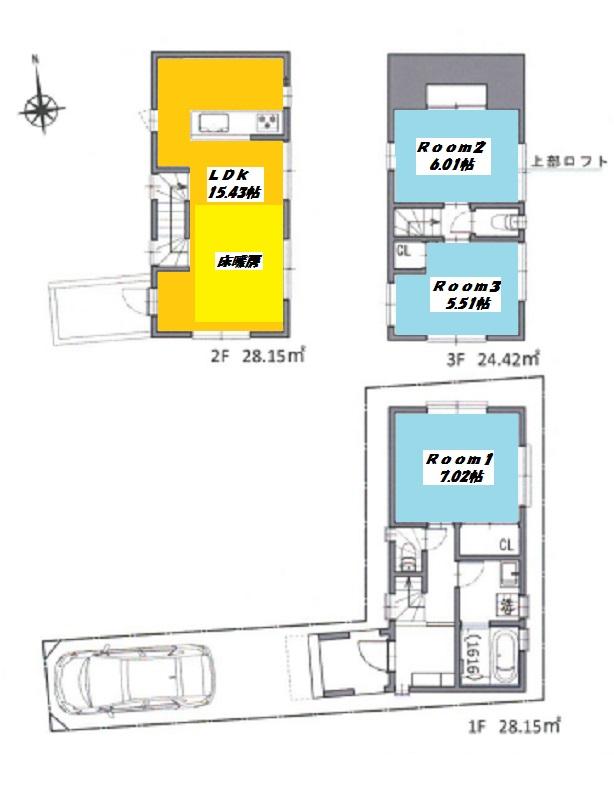 Floor plan. (B Building), Price 44,800,000 yen, 2LDK+S, Land area 66.77 sq m , Building area 80.72 sq m