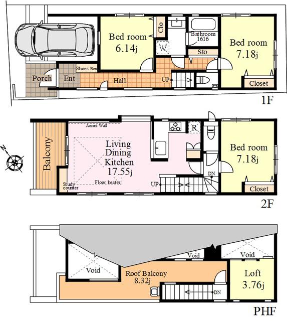Floor plan. 76,800,000 yen, 3LDK, Land area 81.29 sq m , Building area 100.62 sq m
